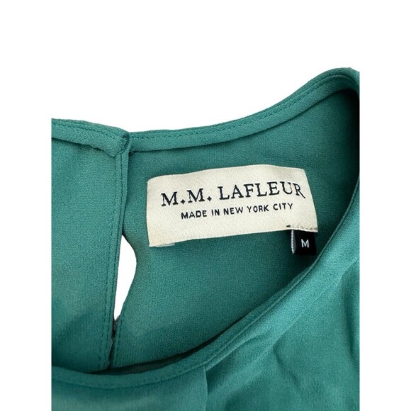MM Lafleur Green Sleeveless Tanktop Blouse Business Pleated Lined Top Size M - Picture 3 of 5